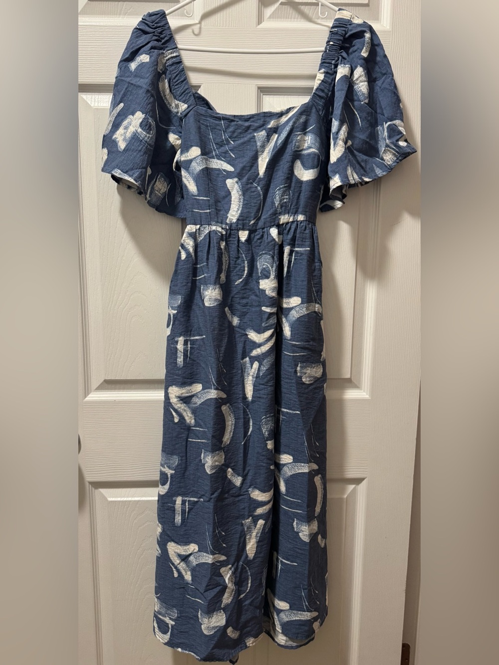 a new day Navy Blue and White Printed Midi Dress
